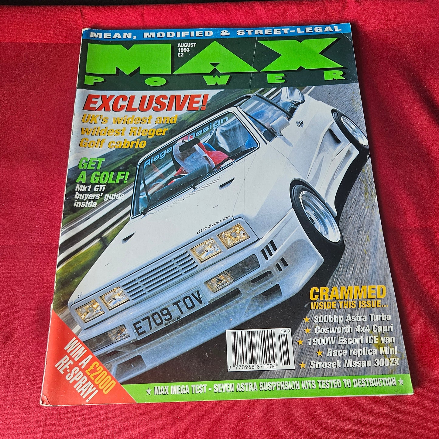 Max Power Magazine August 1993 Rieger Golf Cabrio Astra Turbo Capri 300ZX SKU 1459