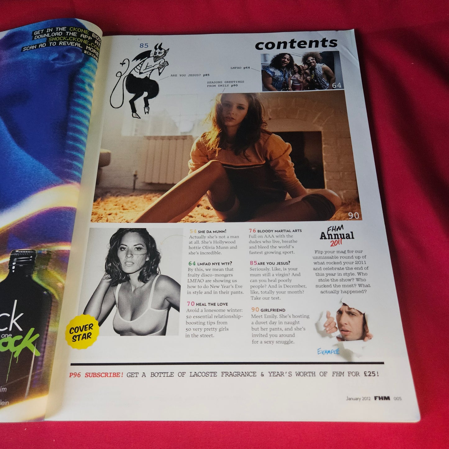 FHM Magazine January 2012 Olivia Munn LMFAO Reggie Yates Emily SKU 1474