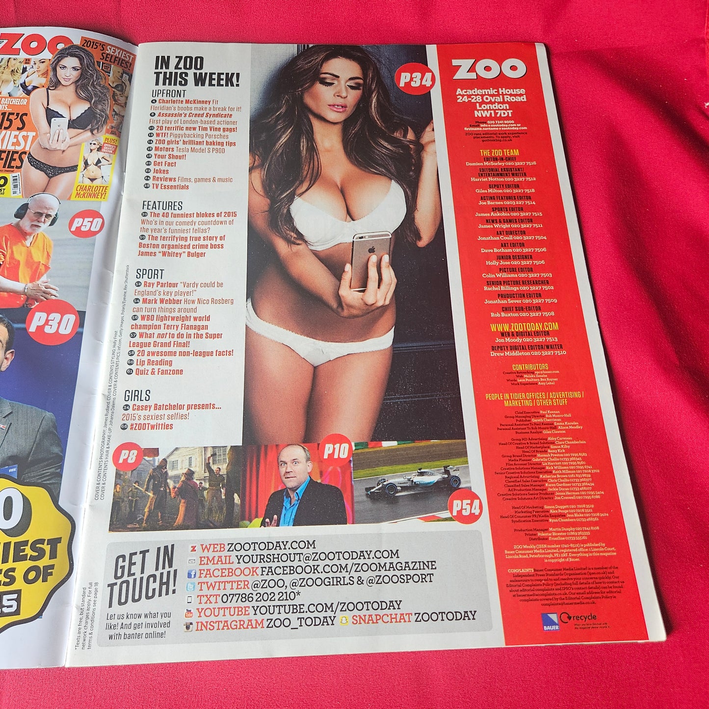 Zoo Magazine 9-15 October 2015 Casey Batchelor Lindsey Pelas Rita Ora Charlotte McKinney SKU 1481