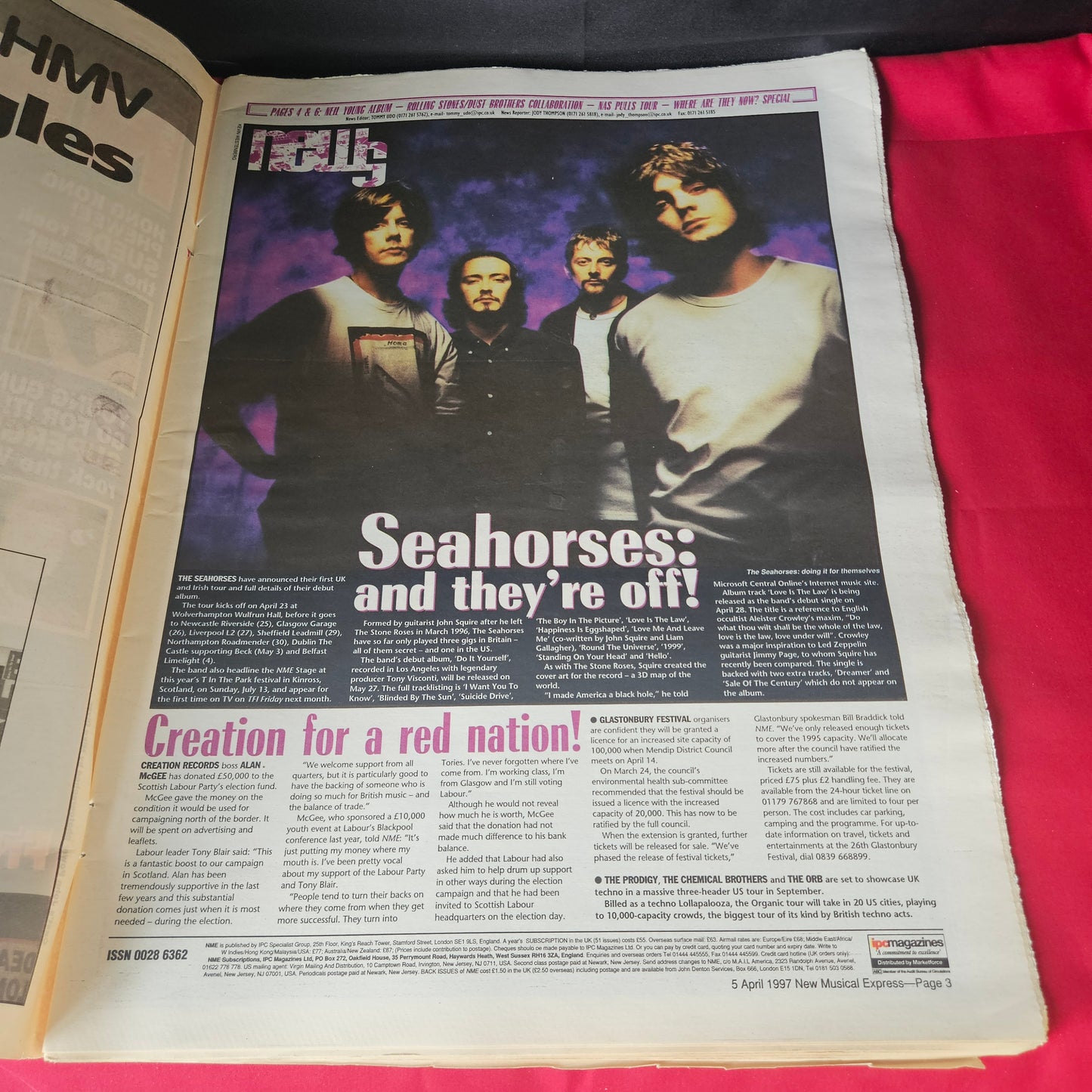 NME Magazine 5 April 1997 Cast Seahorses Chemical Brothers Supergrass Prodigy NP003