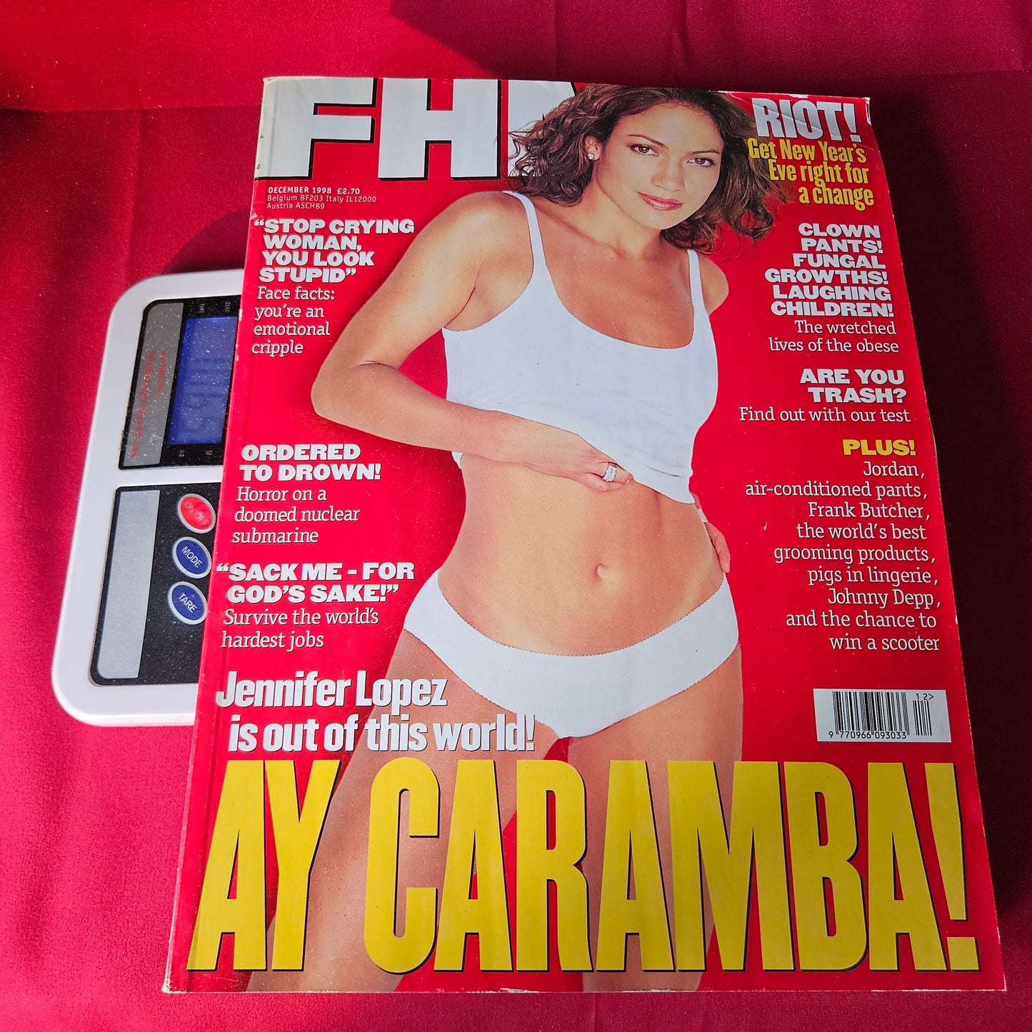 FHM Magazine December 1998 Jennifer Lopez Johnny Depp Jordan Issue 107 SKU 1490