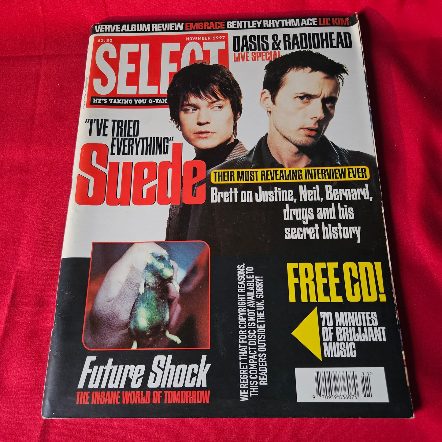 Select Magazine November 1997 Suede Oasis Radiohead Embrace Lil Kim Bentley Rhythm Ace SKU 1494