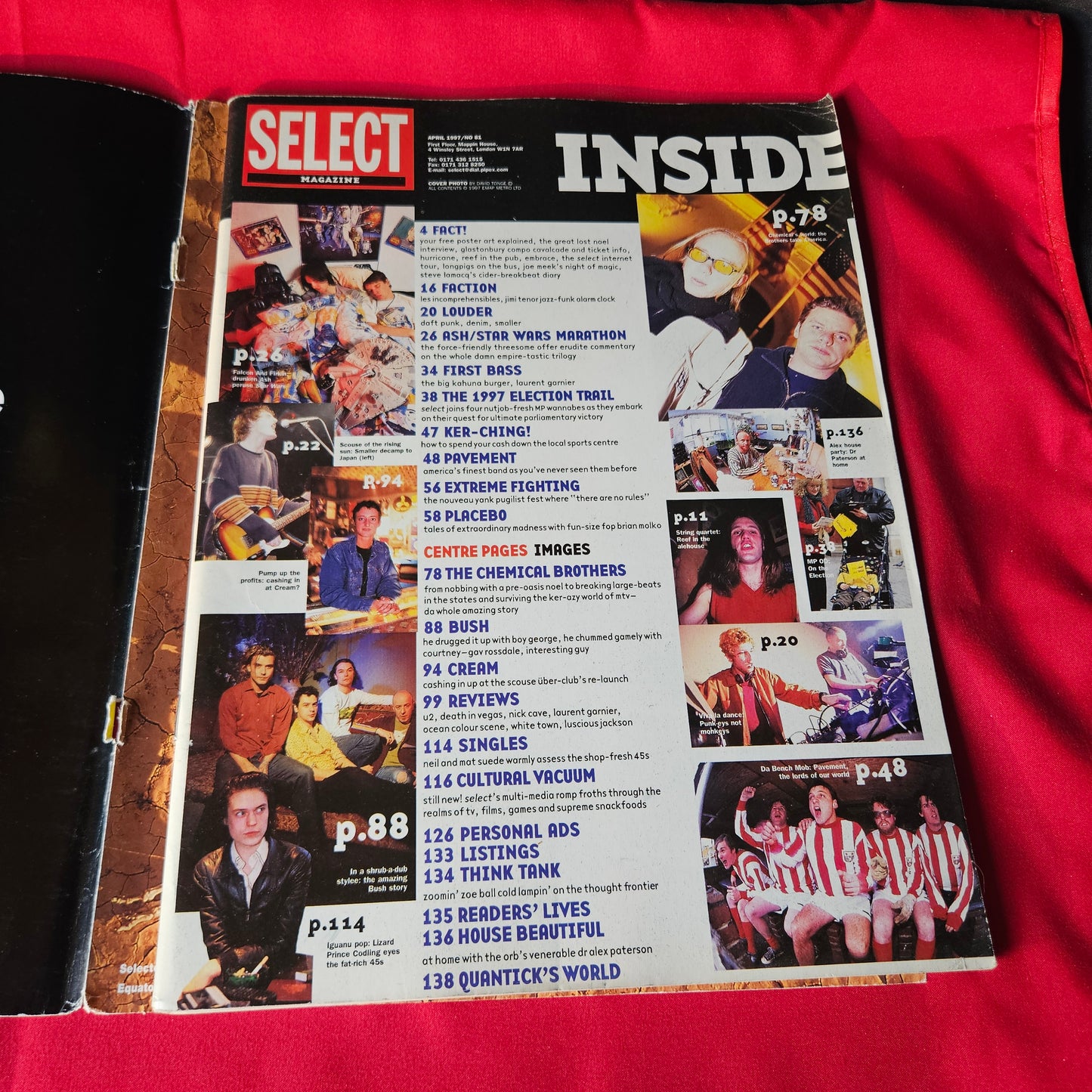 Select Magazine April 1997 Chemical Brothers Ash Pavement Placebo Noel Gallagher SKU 1494