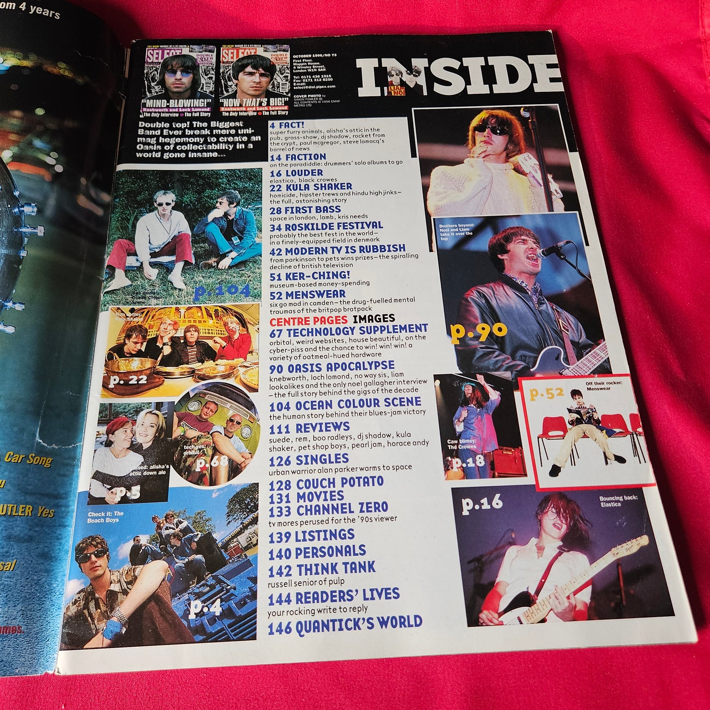 Select Magazine October 1996 Oasis Liam Gallagher Knebworth Loch Lomond SKU 1494
