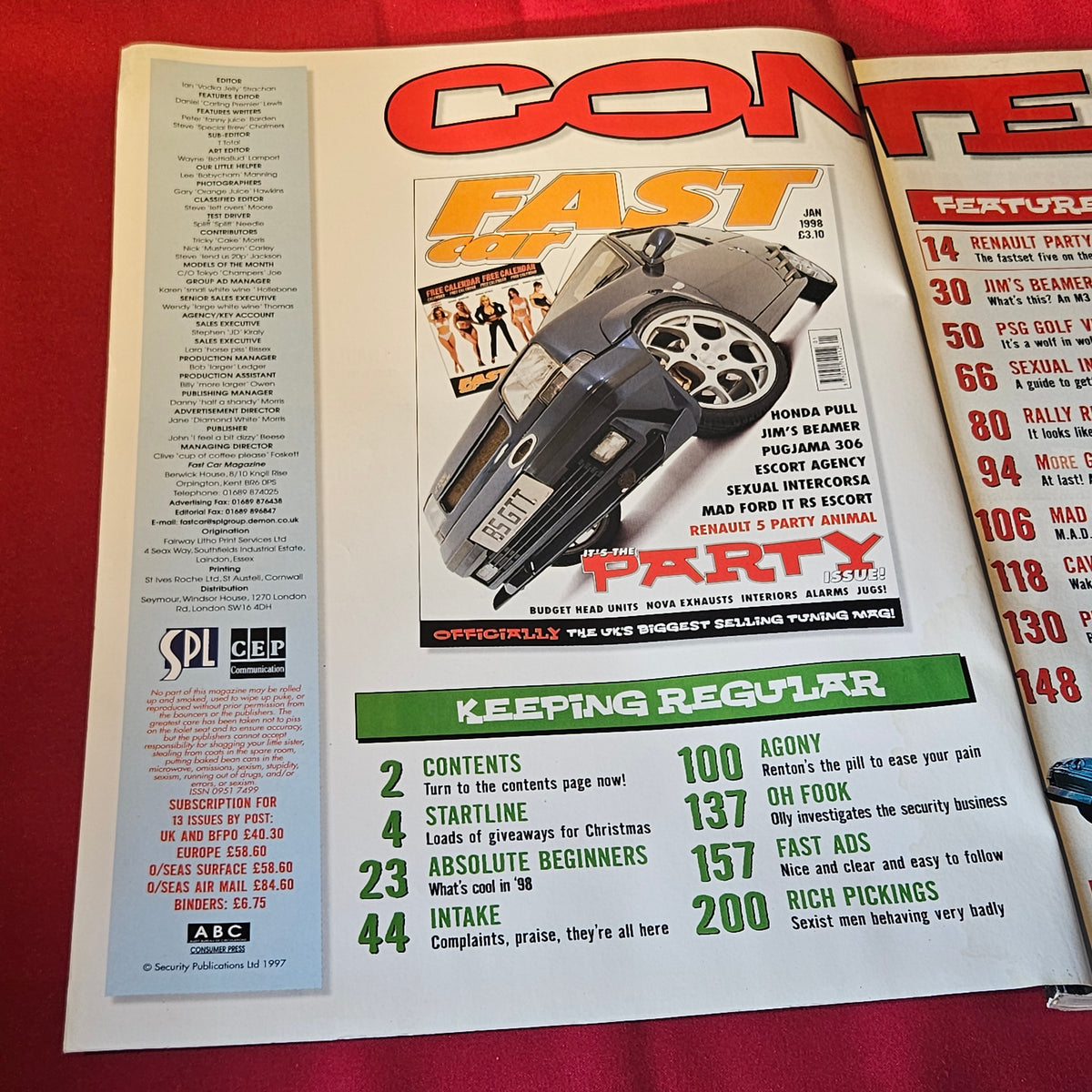 Fast Car Magazine January 1998 Renault 5 Golf VR6 BMW Peugeot 306 Escort (1503)