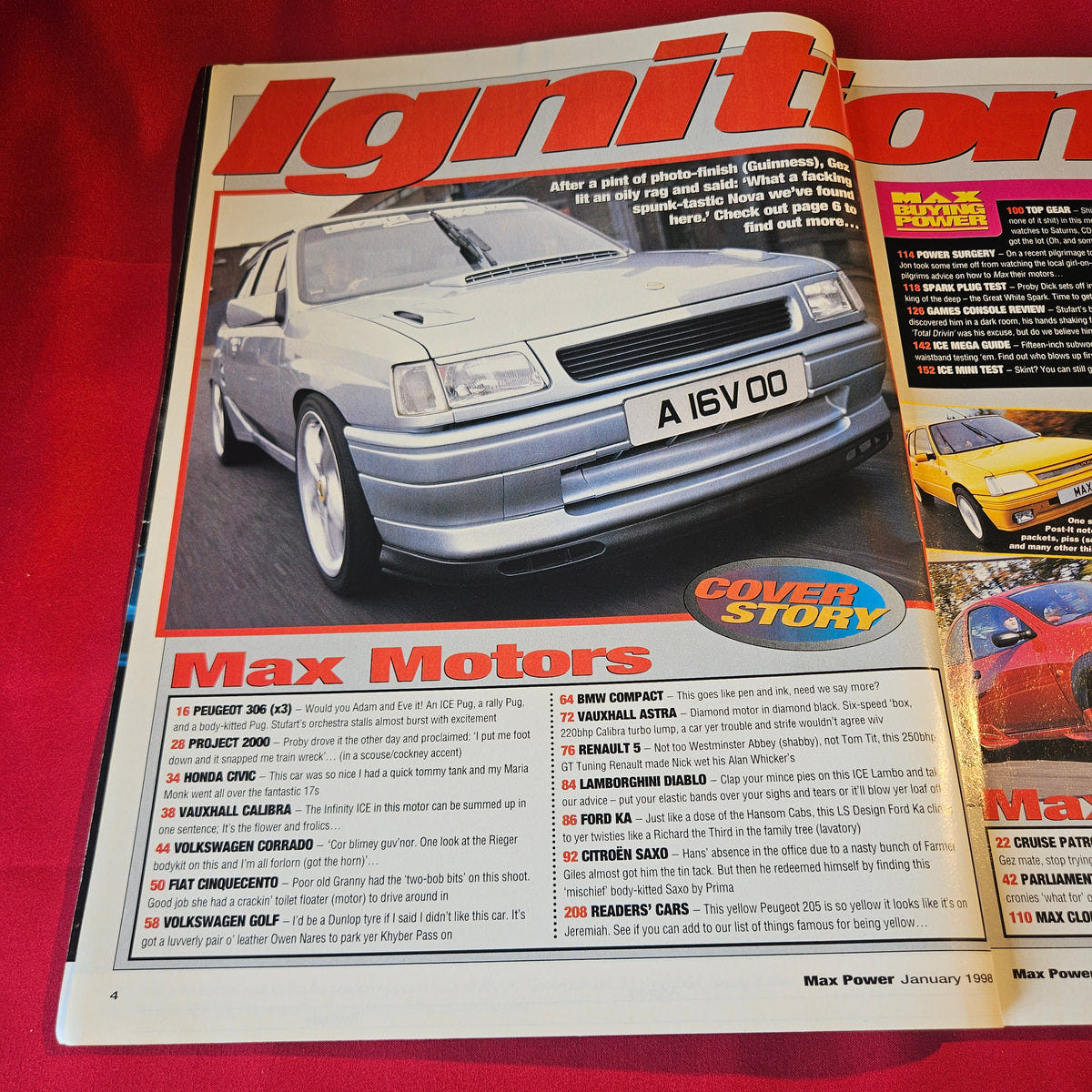 Max Power Magazine January 1998 Vauxhall Nova Peugeot 306 VW Golf BMW SKU 1520