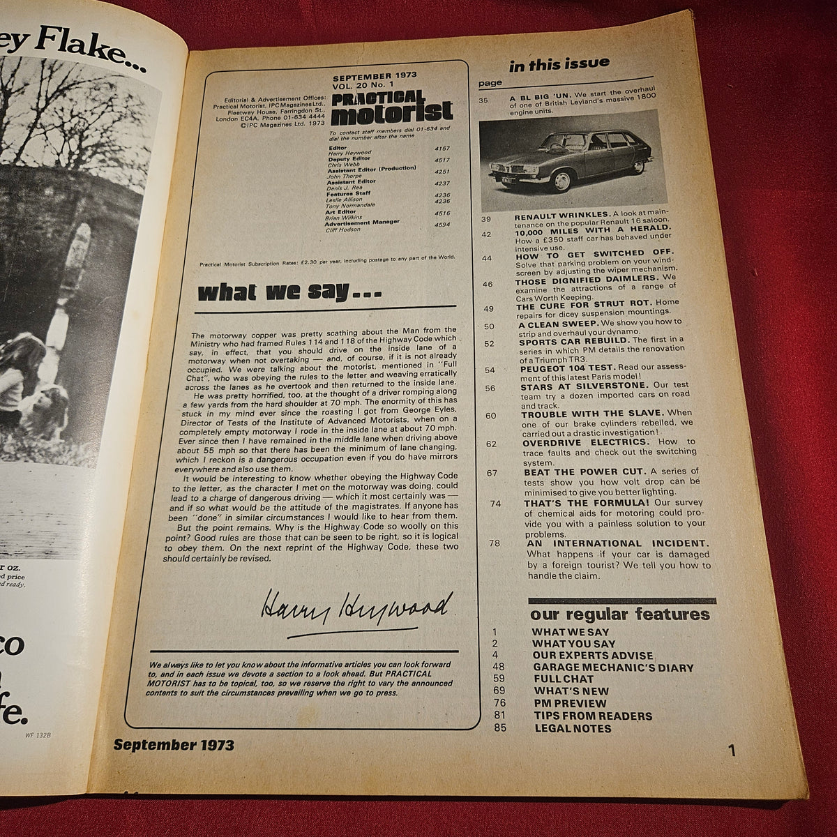 Practical Motorist Magazine September 1973 Austin 1800 Triumph TR3 Daimler SKU 1525