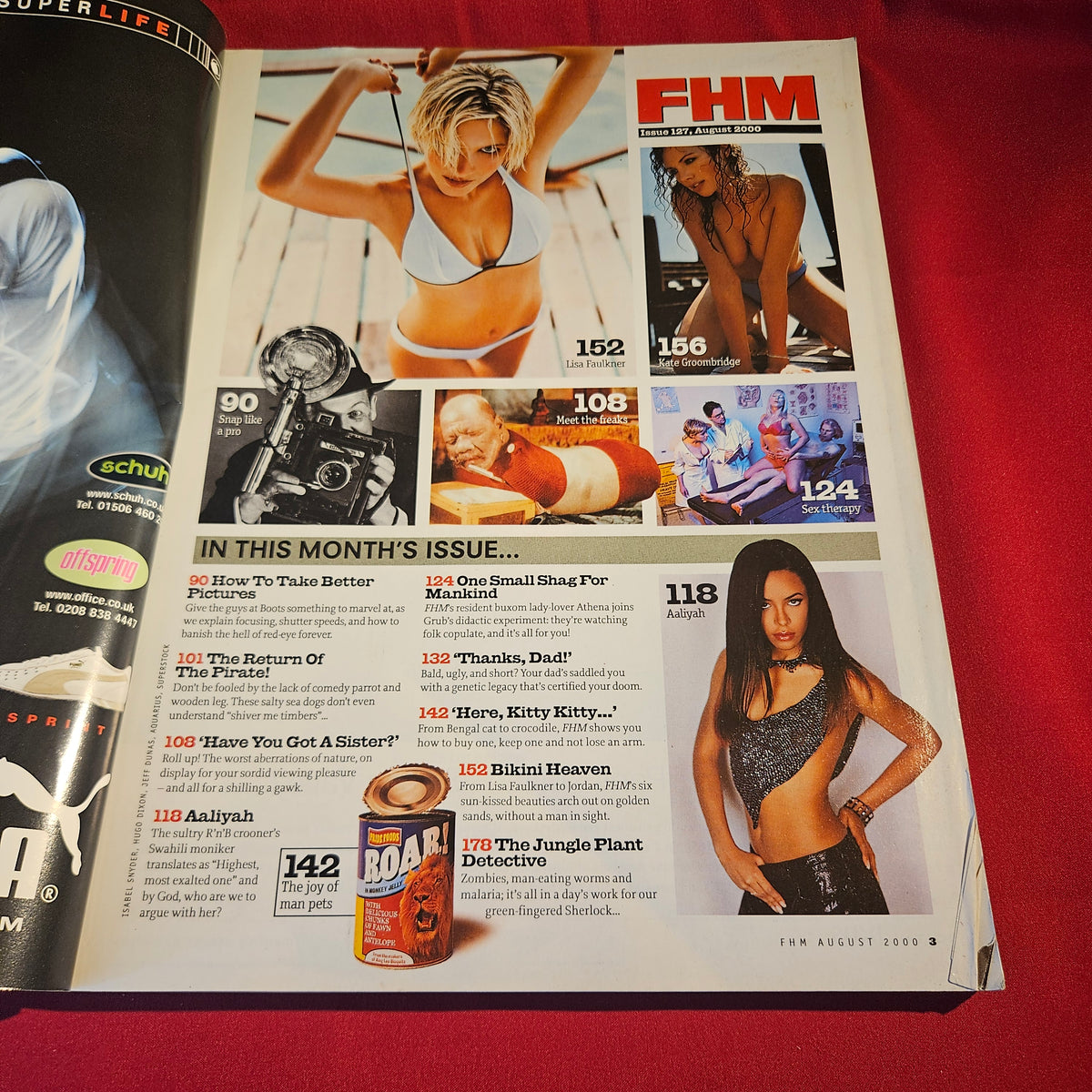 FHM Magazine August 2000 Issue 127 Lisa Faulkner Jordan Aaliyah SKU 1544