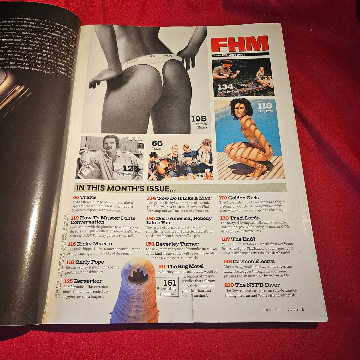 FHM Magazine July 2001 Issue 139 Carmen Electra Carly Pope Traci Lords SKU 1544