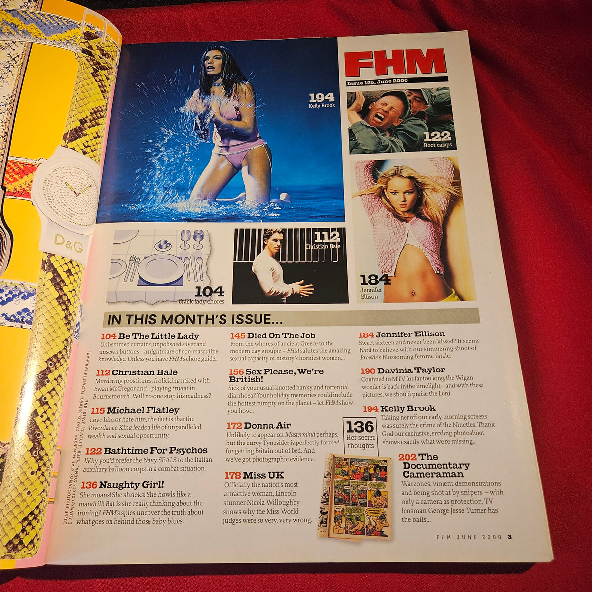 FHM Magazine June 2000 Issue 125 Kelly Brook Jennifer Ellison Christian Bale SKU 1544