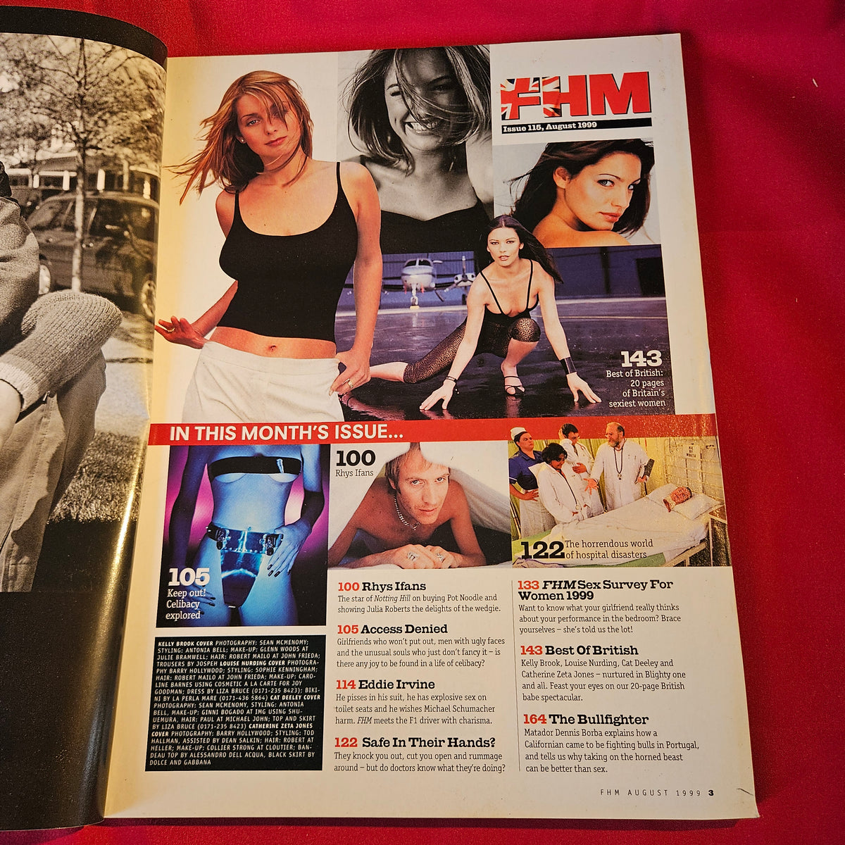 FHM Magazine August 1999 Kelly Brook Rhys Ifans Eddie Irvine SKU 1545