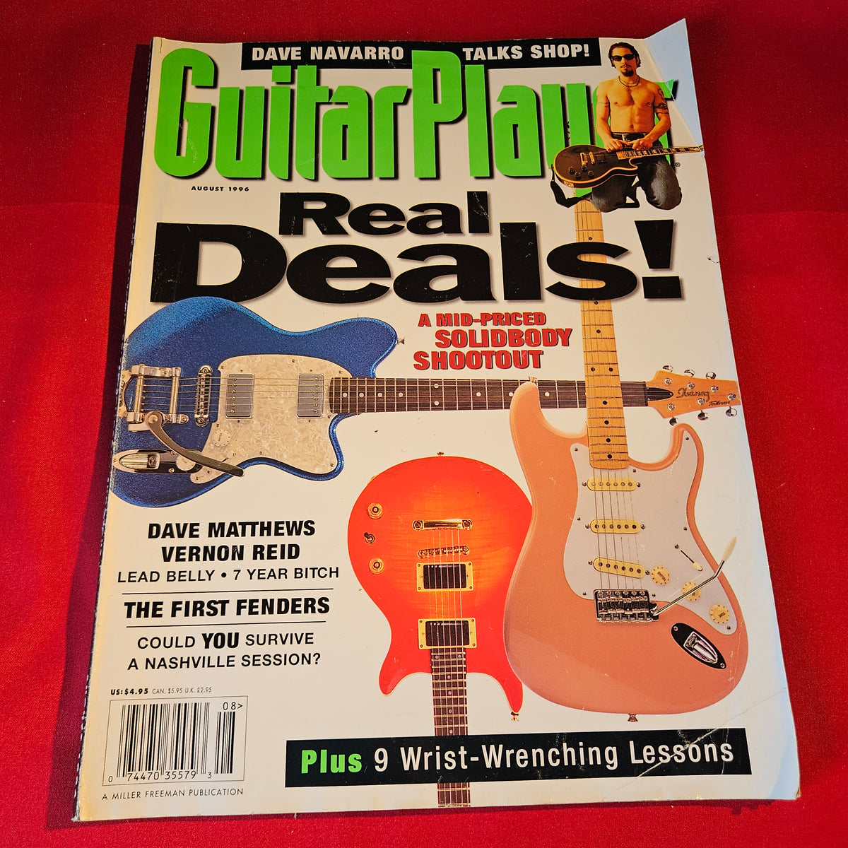 Guitar Player Magazine August 1996 Dave Navarro Dave Matthews SKU 1549