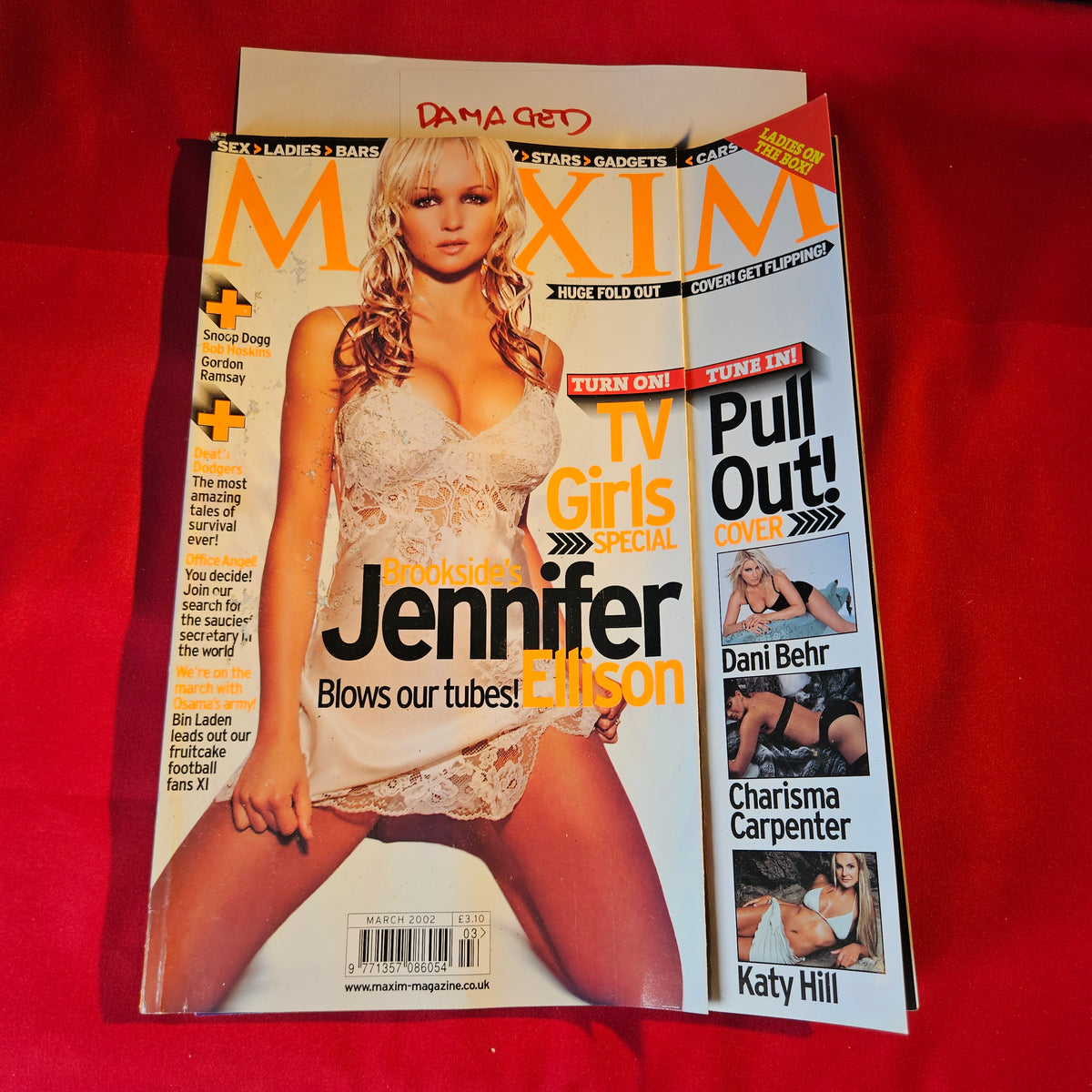 Maxim Magazine March 2002 DAMAGED Jennifer Ellison Charisma Carpenter Dani Behr SKU 1550
