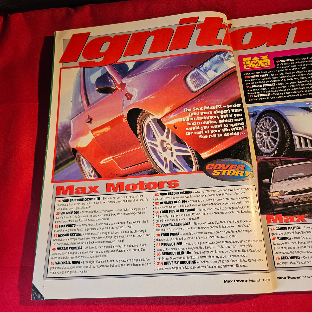Max Power Magazine March 1998 Seat Ibiza F2 Cosworth Skyline Golf SKU 1553