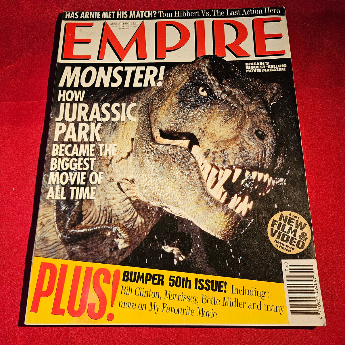 Empire Magazine August 1998 Jurassic Park Monster 50th Issue Bill Clinton Morrissey Bette Midler SKU 1562