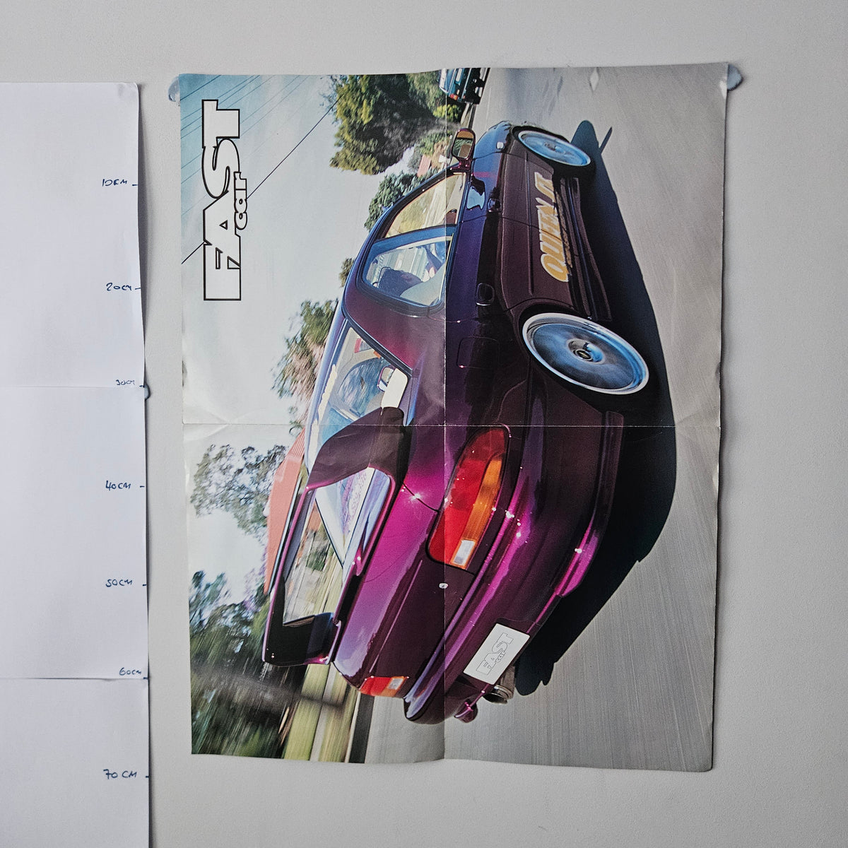Fast Car Magazine Double Sided Poster Modified Purple Hatchback Girl Mosaic 0012