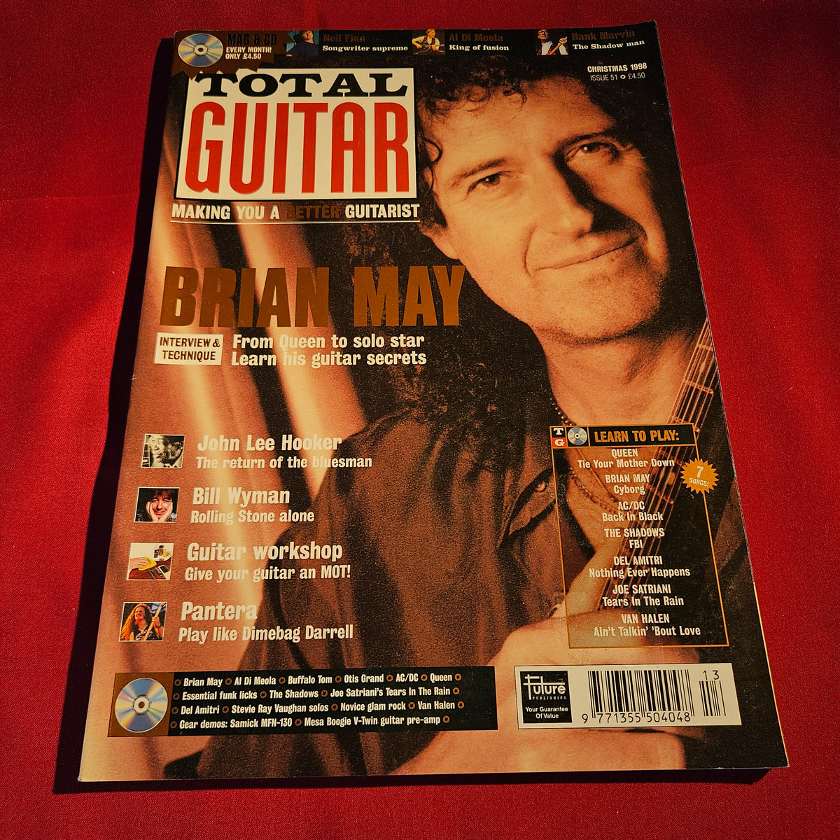 Total Guitar Magazine Christmas 1998 Issue 51 Brian May Queen John Lee Hooker 1565