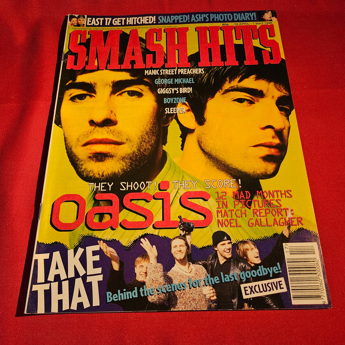 Smash Hits Magazine 24 April-7 May 1996 Oasis Take That Noel Gallagher SKU 1570