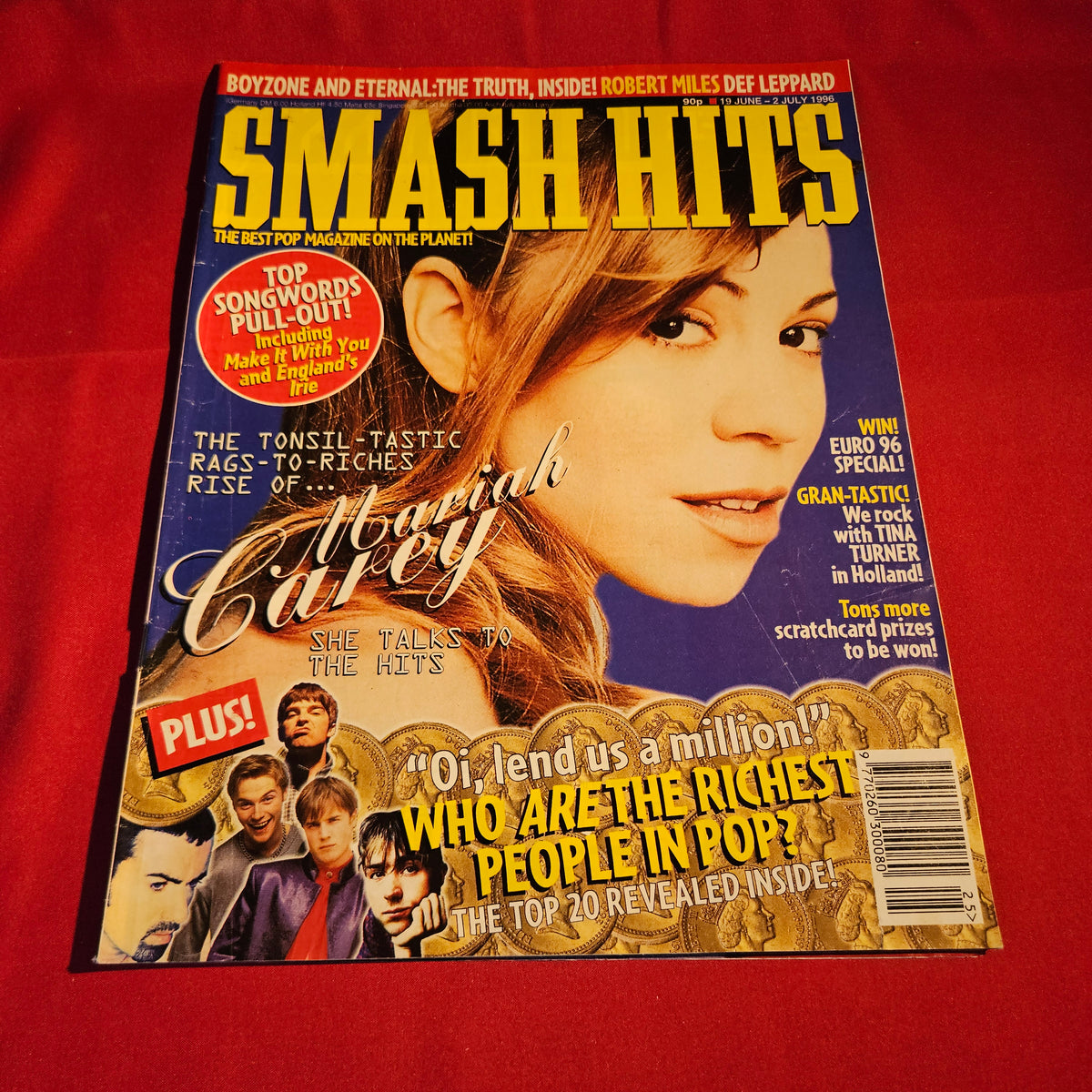 Smash Hits Magazine 19 June-2 July 1996 Mariah Carey Boyzone SKU 1570