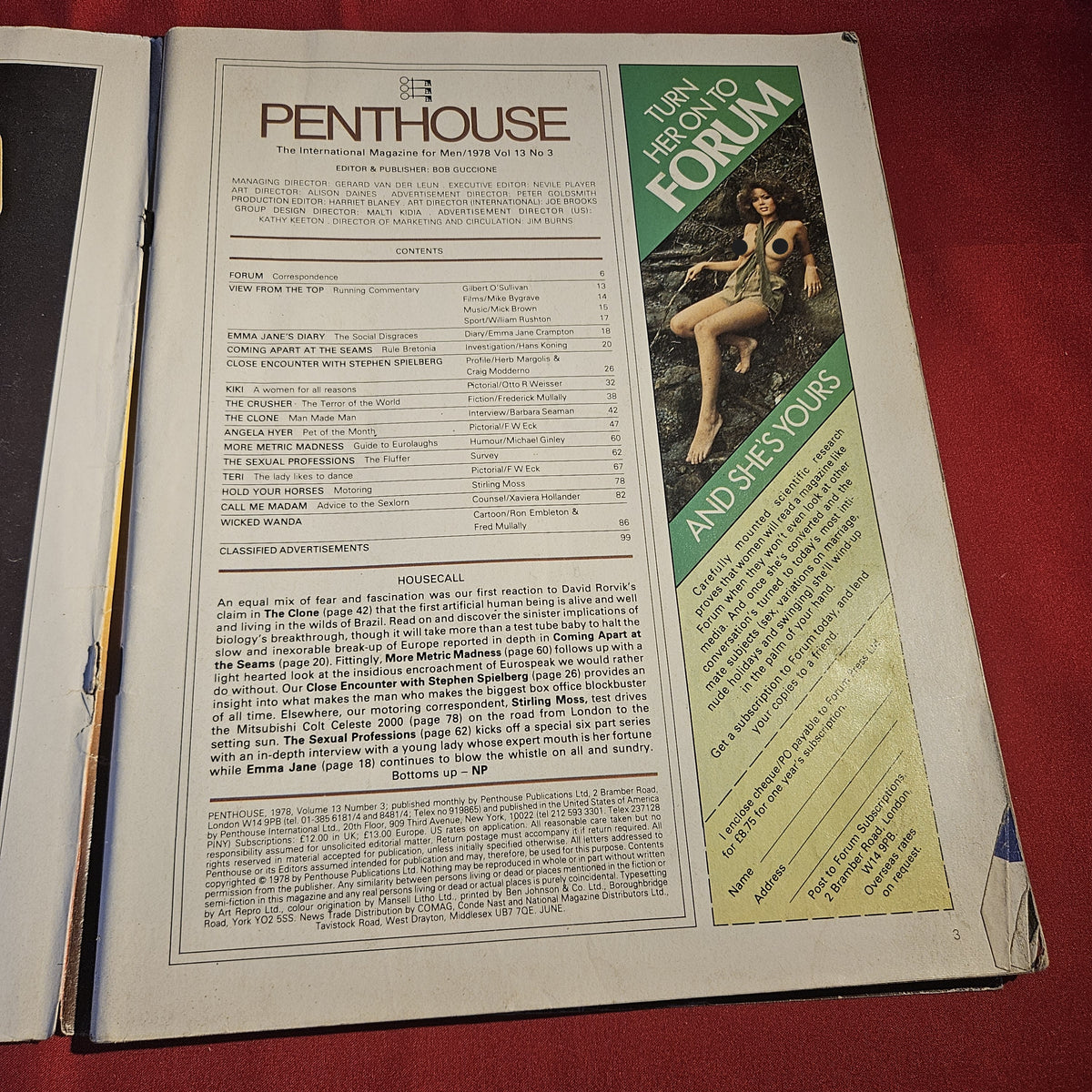 Penthouse Magazine 1978 Vol 13 No 3 Stephen Spielberg Clone Vintage SKU 1571