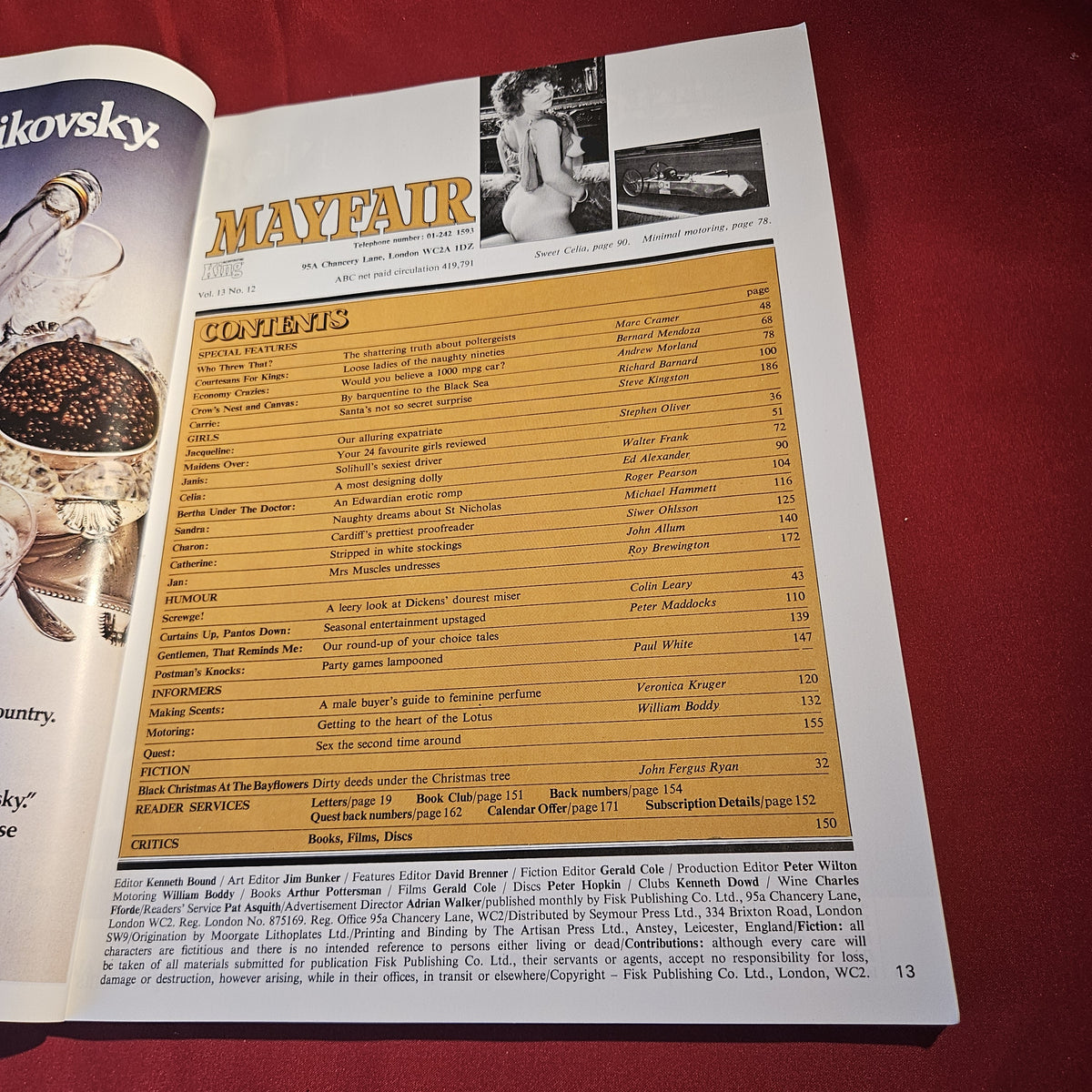 Mayfair Magazine Vol 13 No 12 December 1978 Christmas Special Vintage SKU 1571